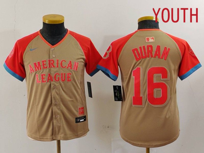 Youth Boston Red Sox #16 Duran Orange All star 2024 Nike MLB Jersey style 4